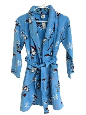 Peanut's Snoopy Light Blue Plush Robe with Snoopy Skier